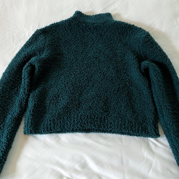Kendall & Kylie Green Fuzzy Quarter-zip Pullover Sweater Size Small - Picture 7 of 11